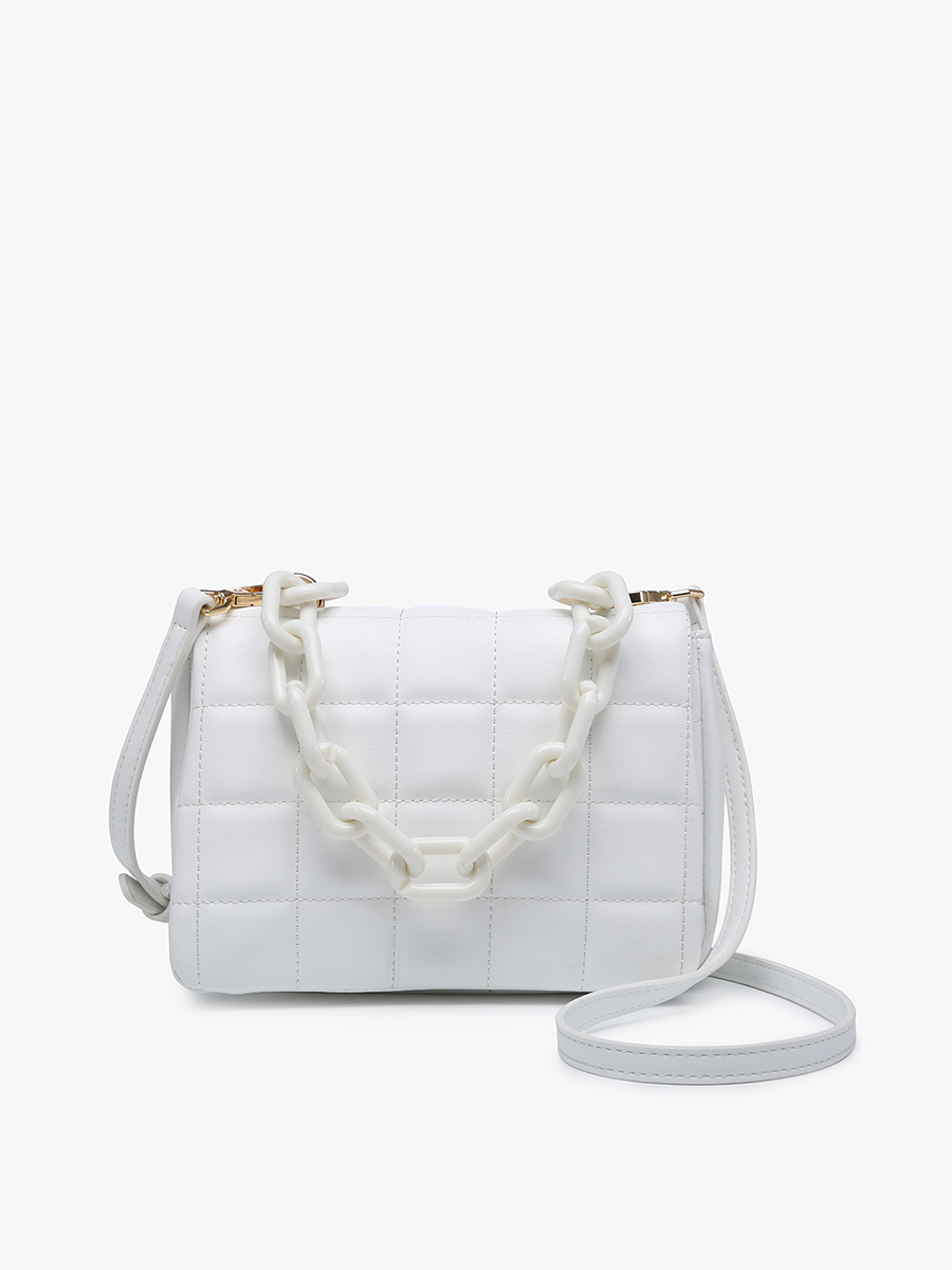 Quilted Crossbody w/ Large Chain Strap - White