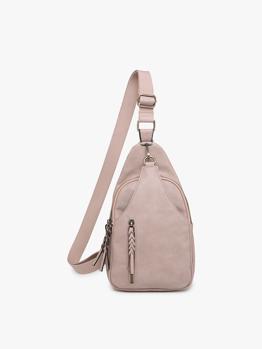 Nikki Dual Compartment Sling Pack Bag: Sand