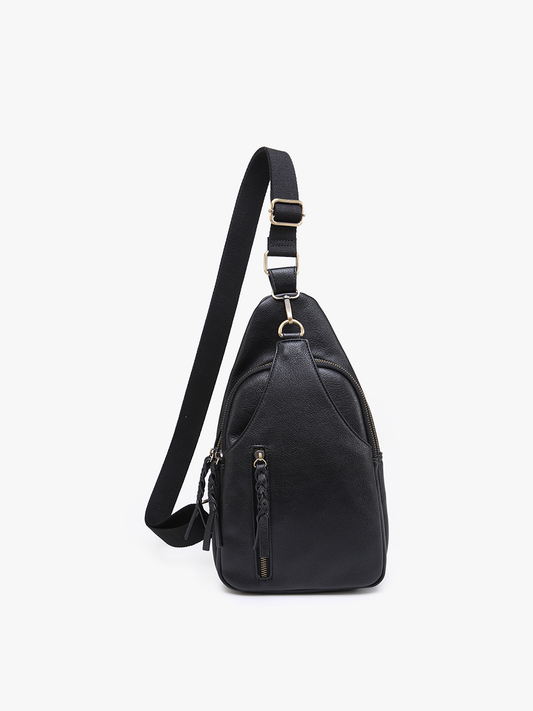 Nikki Dual Compartment Sling Pack Bag: Black